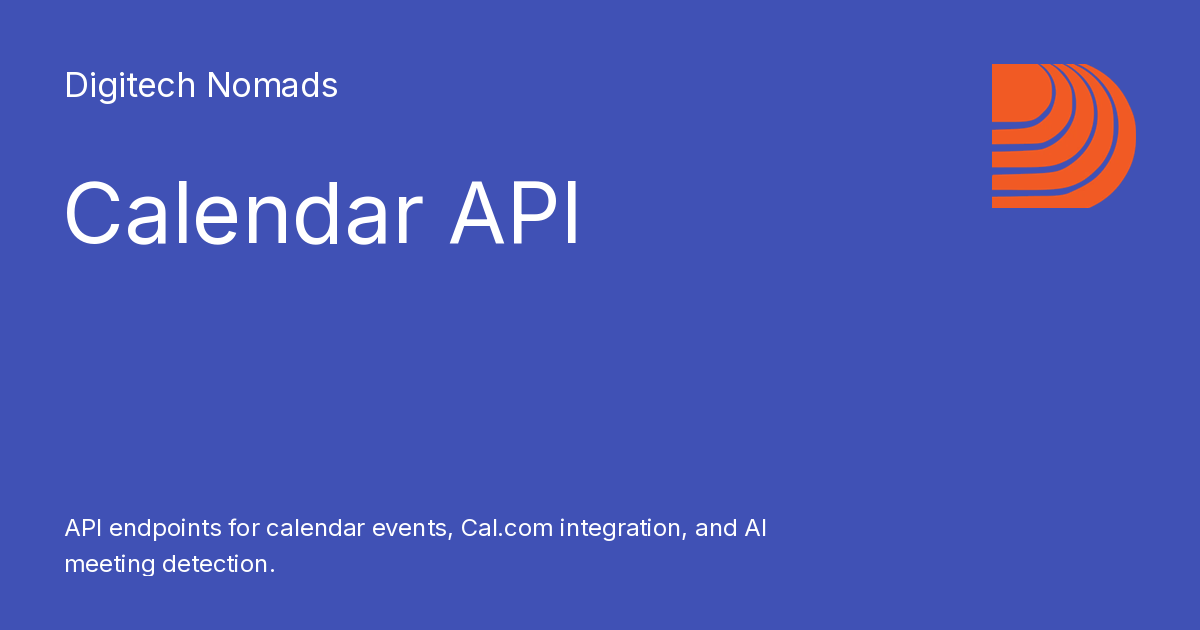 Calendar API - Digitech Nomads